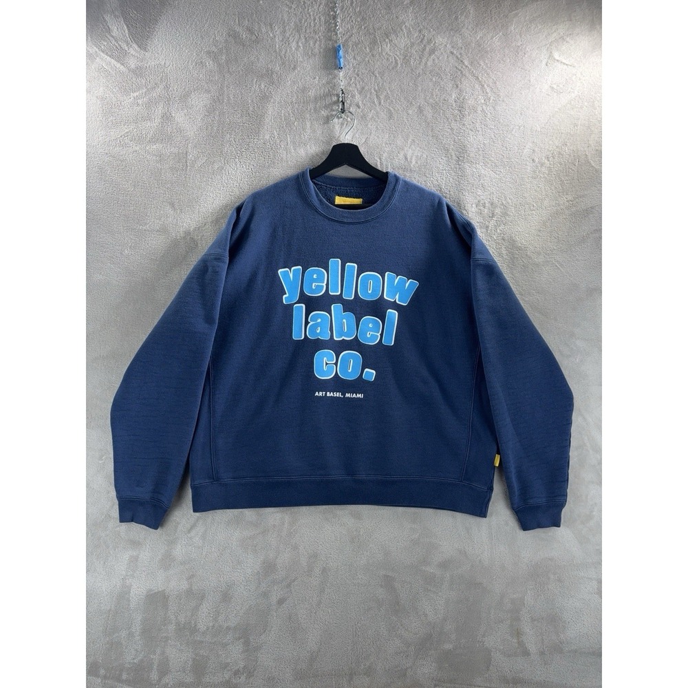 Yellow‎ Label Co. Crewneck Sweatshirt Mens Size Large Blue Art Basel Miami